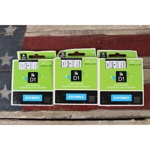 Brand NEW Dymo D1 Label Making Cassette Black on White 3/4 x 23' LOT of 3